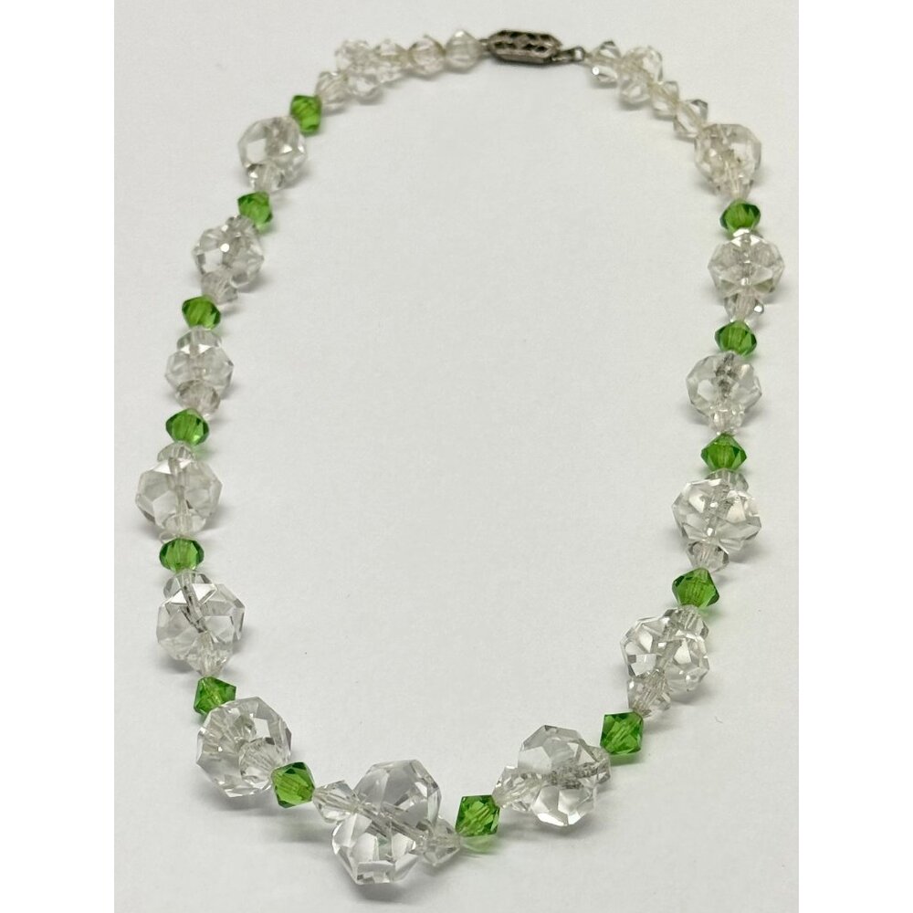 Estate Art Deco crystal green collar necklace - Picture 4 of 6